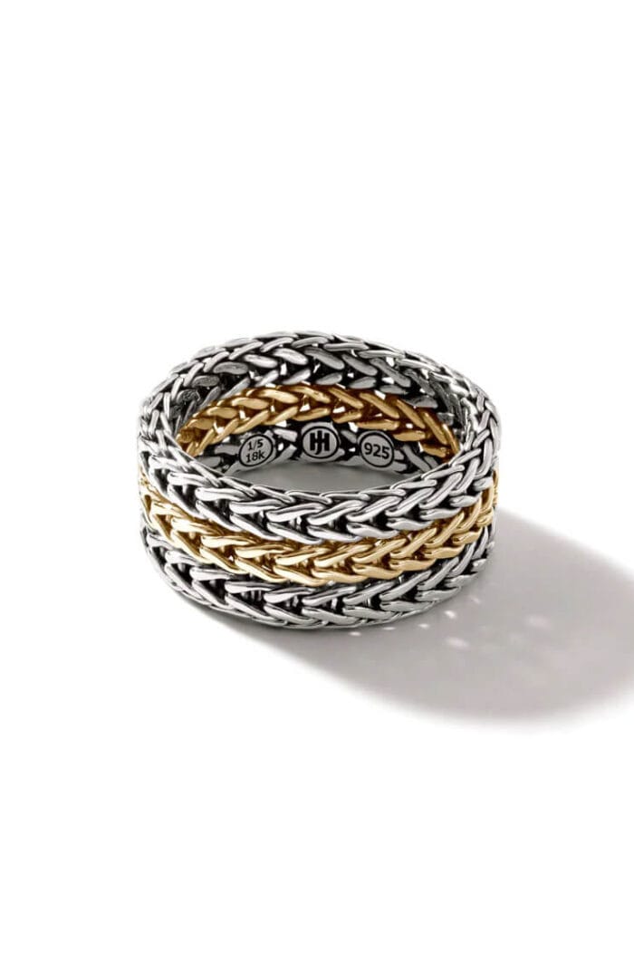 Rata Chain Ring, Silver, Gold, Wide