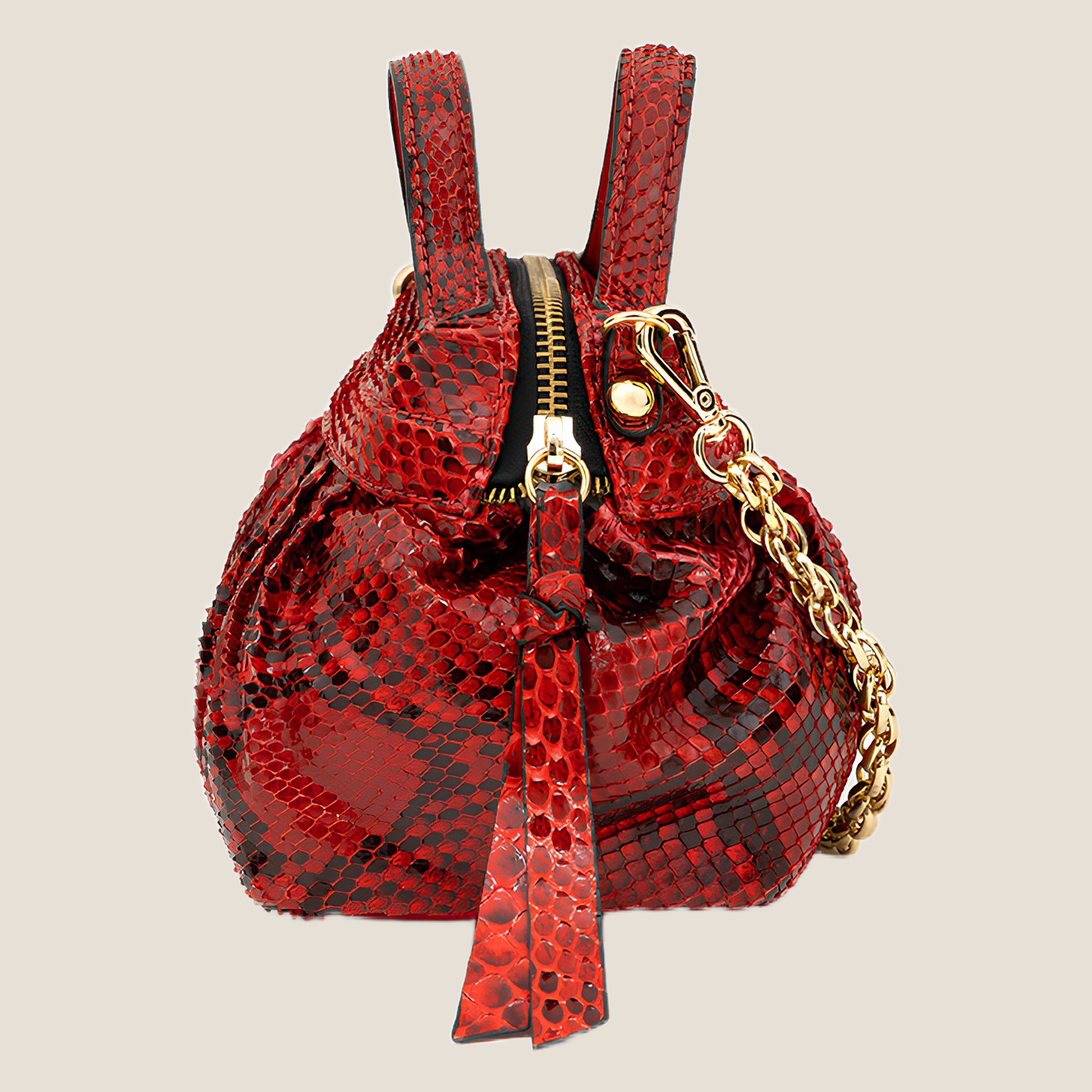 The Valentina Python Mini Satchel — Scarlet - Image 2