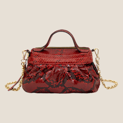 The Valentina Python Mini Satchel — Scarlet
