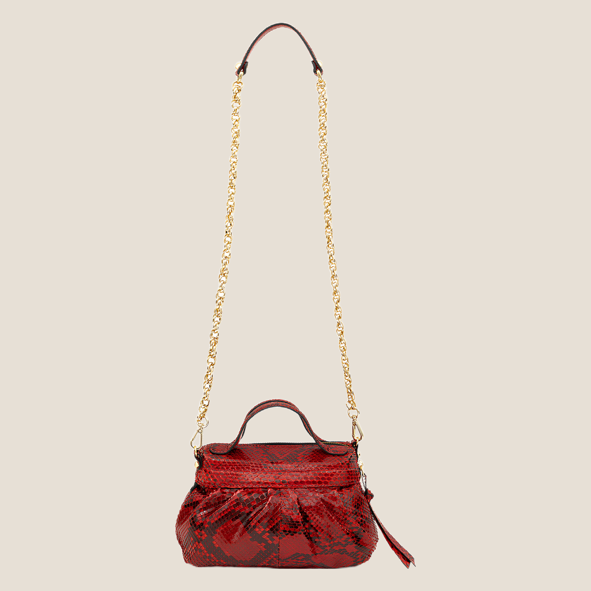The Valentina Python Mini Satchel — Scarlet - Image 3