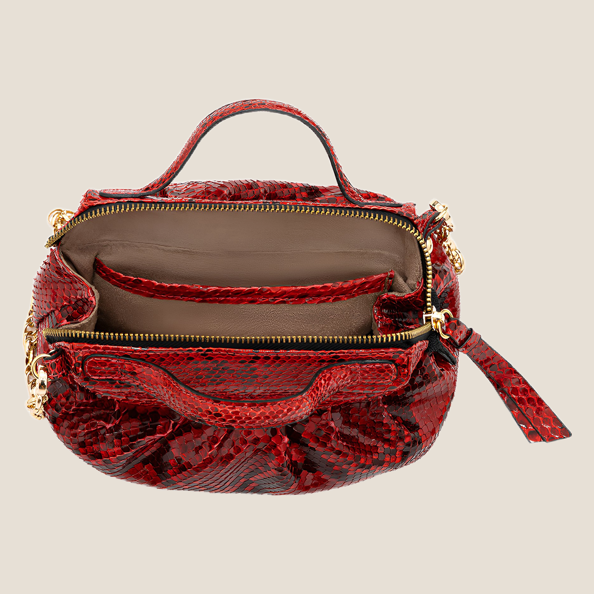 The Valentina Python Mini Satchel — Scarlet - Image 4